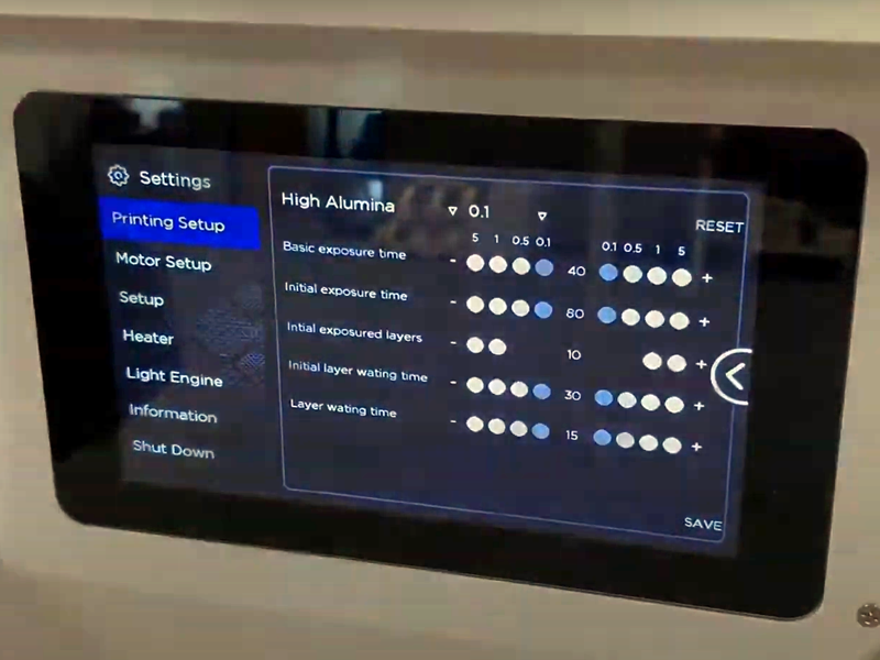 The user interface of the Bison 1000 printer